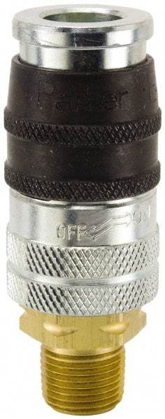 Parker - 1/2-14 Male NPT Industrial Pneumatic Hose Coupler - Steel, 1/2" Body Diam - Industrial Tool & Supply