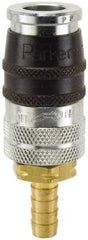 Parker - Hose Barb Industrial Pneumatic Hose Coupler - Steel, 1/4" Body Diam, 3/8" Hose ID - Industrial Tool & Supply