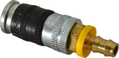 Parker - Push-Lok Hose Barb Industrial Pneumatic Hose Coupler - Steel, 1/4" Body Diam, 3/8" Hose ID - Industrial Tool & Supply