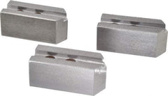 H & R Manufacturing - 1.5mm x 60° Serrated Attachment, Square Soft Lathe Chuck Jaw - 3 Jaws, Steel, 1" Btw Mount Hole Ctrs, 3-1/2" Long x 1-1/2" Wide x 1-1/2" High, 0.551" Groove, 12mm Fastener - Industrial Tool & Supply