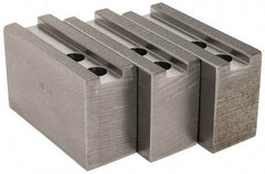 H & R Manufacturing - 1.5mm x 60° Serrated Attachment, Square Soft Lathe Chuck Jaw - 3 Jaws, Steel, 0.984" Btw Mount Hole Ctrs, 4" Long x 1-1/2" Wide x 2-1/2" High, 0.63" Groove, 12mm Fastener - Industrial Tool & Supply