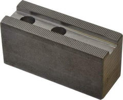 H & R Manufacturing - 1.5mm x 60° Serrated Attachment, Square Soft Lathe Chuck Jaw - 3 Jaws, Steel, 1.266" Btw Mount Hole Ctrs, 4" Long x 1-1/2" Wide x 2" High, 0.63" Groove, 12mm Fastener - Industrial Tool & Supply