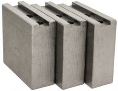 H & R Manufacturing - 1.5mm x 60° Serrated Attachment, Square Soft Lathe Chuck Jaw - 3 Jaws, Steel, 1.266" Btw Mount Hole Ctrs, 4" Long x 1-1/2" Wide x 4" High, 0.63" Groove, 12mm Fastener - Industrial Tool & Supply