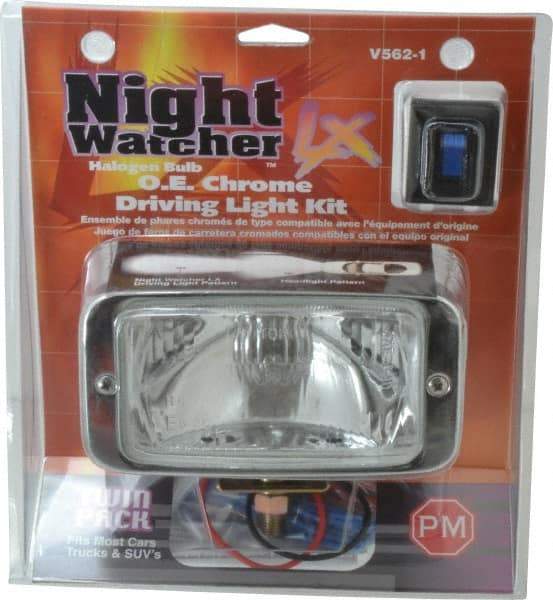 Peterson - 55 Watt Clear Automotive Auxilary Light - Chrome Steel, 4.6 Amp, 12 V - Industrial Tool & Supply