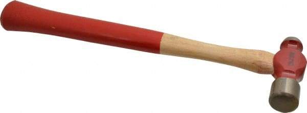 Proto - 1/2 Lb Head Ball Pein Hammer - Wood Handle with Red Laquer Grip, 12" OAL - Industrial Tool & Supply