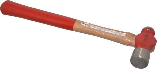 Proto - 1 Lb Head Ball Pein Hammer - Wood Handle with Red Laquer Grip, 14-1/2" OAL - Industrial Tool & Supply
