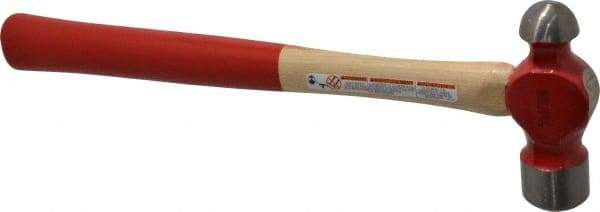 Proto - 1-1/2 Lb Head Ball Pein Hammer - Wood Handle with Red Laquer Grip, 15" OAL - Industrial Tool & Supply