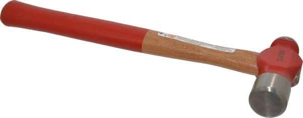 Proto - 2 Lb Head Ball Pein Hammer - Wood Handle with Red Laquer Grip, 15-7/8" OAL - Industrial Tool & Supply