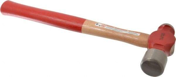 Proto - 2-1/2 Lb Head Ball Pein Hammer - Wood Handle with Red Laquer Grip, 16-3/8" OAL - Industrial Tool & Supply