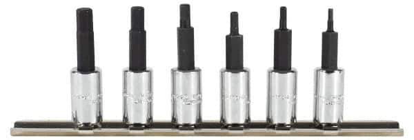 Proto - 6 Piece 1/4" Drive Metric Hex Bit Socket Set - 2 to 6mm Hex - Industrial Tool & Supply