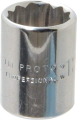 Proto - 1/4" Drive, Standard Hand Socket - 12 Points, 7/8" OAL, Chrome Finish - Industrial Tool & Supply