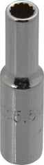 Proto - 1/4" Drive, Deep Hand Socket - 12 Points, 1-15/16" OAL, Chrome Finish - Industrial Tool & Supply