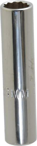 Proto - 1/4" Drive, Deep Hand Socket - 12 Points, 1-15/16" OAL, Chrome Vanadium, Chrome Finish - Industrial Tool & Supply