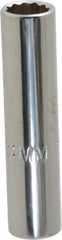 Proto - 1/4" Drive, Deep Hand Socket - 12 Points, 1-15/16" OAL, Chrome Vanadium, Chrome Finish - Industrial Tool & Supply