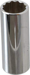 Proto - 1/4" Drive, Deep Hand Socket - 12 Points, 1-15/16" OAL, Chrome Finish - Industrial Tool & Supply