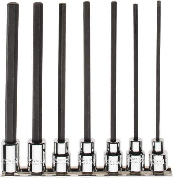 Proto - 7 Piece 3/8" Drive Inch Hex Bit Socket Set - 1/8 to 3/8" Hex - Industrial Tool & Supply