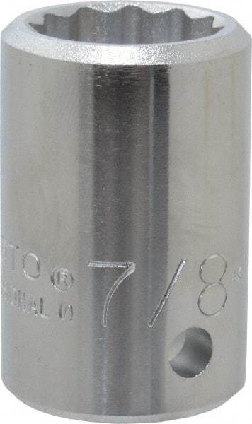 Proto - 7/8", 3/4" Drive, Standard Hand Socket - 12 Points, 2" OAL, Chrome Finish - Industrial Tool & Supply