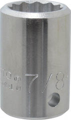 Proto - 7/8", 3/4" Drive, Standard Hand Socket - 12 Points, 2" OAL, Chrome Finish - Industrial Tool & Supply