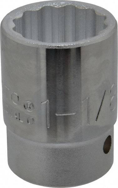 Proto - 1-1/8", 3/4" Drive, Standard Hand Socket - 12 Points, 2-7/32" OAL, Chrome Finish - Industrial Tool & Supply