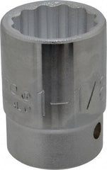 Proto - 1-1/8", 3/4" Drive, Standard Hand Socket - 12 Points, 2-7/32" OAL, Chrome Finish - Industrial Tool & Supply
