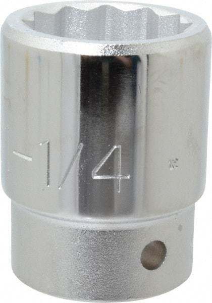 Proto - 1-1/4", 3/4" Drive, Standard Hand Socket - 12 Points, 2-15/64" OAL, Chrome Finish - Industrial Tool & Supply