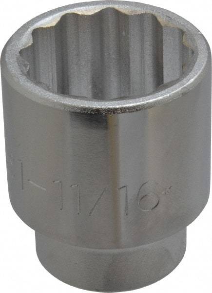 Proto - 1-11/16", 3/4" Drive, Standard Hand Socket - 12 Points, 2-3/4" OAL, Chrome Finish - Industrial Tool & Supply