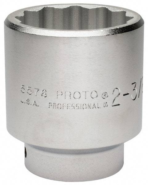 Proto - 2-3/8", 3/4" Drive, Standard Hand Socket - 12 Points, 3-43/64" OAL, Chrome Finish - Industrial Tool & Supply