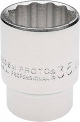 Proto - 3/4" Drive, Standard Hand Socket - 12 Points, 2-1/4" OAL, Chrome Finish - Industrial Tool & Supply