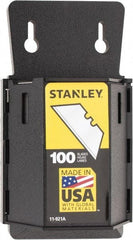 Stanley - 100 Piece Carbon Steel Utility Knife Blade - 2-7/16" OAL, 0.024" Blade Thickness - Industrial Tool & Supply