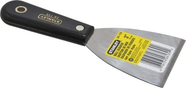 Stanley - Stiff Steel 1-Edge Scraper - 3" Blade Width x 3-5/8" Blade Length, 3-7/8" Long Nylon Handle - Industrial Tool & Supply