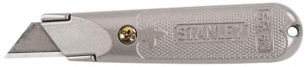 Stanley - Fixed Utility Knife - Aluminum Handle, 3 Blades Included - Industrial Tool & Supply