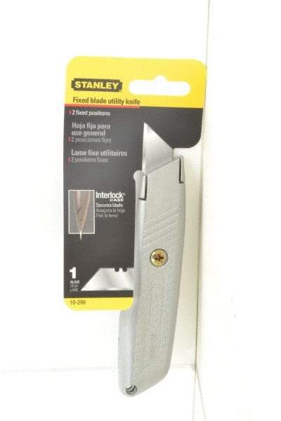 Stanley - Fixed Utility Knife - Aluminum Handle, 1 Blade Included - Industrial Tool & Supply