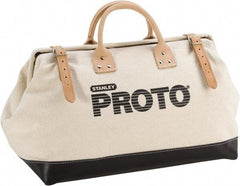 Proto - White Canvas/Vinyl Tool Bag - 20" Wide x 10-1/4" Deep x 2" High - Industrial Tool & Supply