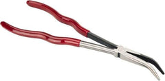 Proto - 11-3/8" OAL, 2-9/16" Jaw Length x 23/32" Jaw Width, Long Nose Bent Nose Pliers - Smooth Jaw, Plastisol Handles - Industrial Tool & Supply