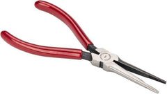 Proto - 6-1/16" OAL, 2-1/8" Jaw Length x 11/16" Jaw Width, Long Nose Needle Nose Pliers - Serrated Jaw, Long Thin Head, Plastisol Handles - Industrial Tool & Supply