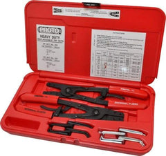 Proto - 18 Piece, Retaining Ring Pliers Set - 9-1/2" OAL - Industrial Tool & Supply