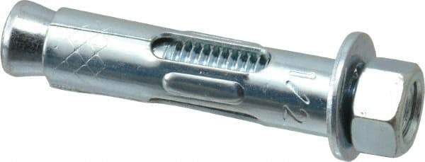 Red Head - 1/2" Diam, 1/2" Drill, 2-1/4" OAL, 2-3/4" Min Embedment Sleeve Concrete Anchor - Steel, Zinc-Plated Finish, Hex Nut Head, Hex Drive - Industrial Tool & Supply