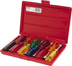 Proto - 11 Piece 3/16 to 5/8" Nutdriver Set - Solid Shaft, Color Coded Handle - Industrial Tool & Supply