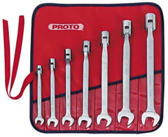 Proto - 7 Piece, 3/8" to 3/4", 12 Point Flex Head Combination Wrench Set - Inch Measurement Standard, Satin Finish, Comes in Nylon Roll - Industrial Tool & Supply