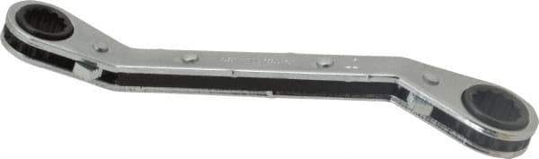 Proto - 3/8" x 7/16" 12 Point Reversible Ratcheting Offset Box Wrench - Double End, 5-1/4" OAL, Steel, 25° Offset - Industrial Tool & Supply