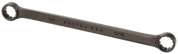 Proto - 11/16" x 3/4" 12 Point Offset Box Wrench - Double End, 11-1/4" OAL, Steel, Black Finish, 15° Offset - Industrial Tool & Supply