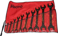Proto - 10 Piece, 5/16" x 3/8" to 1-1/2" x 1-5/8", Open End Wrench Set - Inch Measurement Standard, Black Oxide Finish, Comes in Nylon Roll - Industrial Tool & Supply