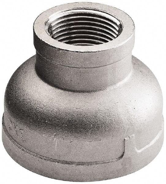 Merit Brass - 3 x 2-1/2" Grade 304 Stainless Steel Pipe Reducer Coupling - FNPT x FNPT End Connections, 150 psi - Industrial Tool & Supply