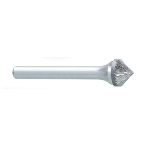 ‎SK-3 -3/8 x LOC × 1/4 Shank × 2 OAL 90 Degree Cone Carbide Medium Tough Cut Burr - Industrial Tool & Supply