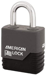 American Lock - 1-1/8" Shackle Clearance, Keyed Different Padlock with Weather Cover - 5/16" Shackle Diam, Steel - Industrial Tool & Supply