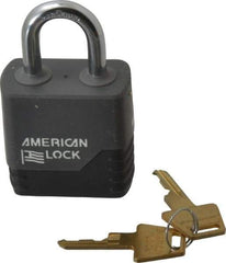 American Lock - 1-1/8" Shackle Clearance, Keyed Different Padlock with Weather Cover - 5/16" Shackle Diam, Aluminum - Industrial Tool & Supply