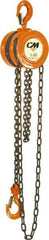 CM - 10,000 Lb Lifting Capacity, 20' Lift Height, Hand Hoist - Made from Chain, 147' Overhaul to Lift 1', 105 Lb Avg Pull to Lift Rated Load, 2 Chains - Industrial Tool & Supply