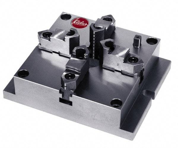 Atlas Workholding - 8" Chuck Diam, 0.2 to 6.38" External Chucking Diam, Low Profile Machining Chuck - 6.85" Bolt Hole Spacing, 2.17" Through Hole, 2.44 to 6.34" Internal Chucking Diam, 9.84" Base Len x 7.87" Base Width x 2.56" Base Height - Industrial Tool & Supply