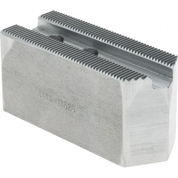 Atlas Workholding - 1.5mm x 60° Serrated Attachment, Square Soft Lathe Chuck Jaw - Steel, 0.787" Btw Mount Hole Ctrs, 3-1/8" Long x 1-1/4" Wide x 1-1/2" High, 0.475" Groove, M10mm Fastener - Industrial Tool & Supply