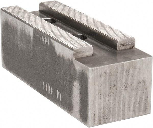 Atlas Workholding - 1.5mm x 60° Serrated Attachment, Square Soft Lathe Chuck Jaw - Steel, 2.362" Btw Mount Hole Ctrs, 7" Long x 2-1/2" Wide x 2-1/2" High, 0.984" Groove, M20mm Fastener - Industrial Tool & Supply